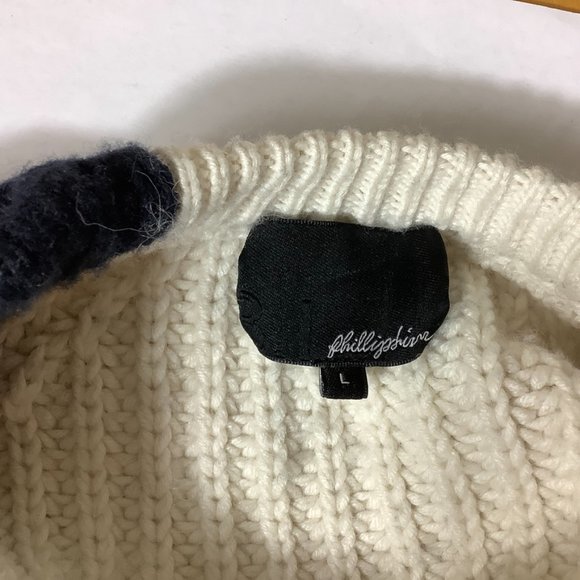 3.1 Phillip Lim Black White Colorblock Cable Knit Wool & Alpaca Chunky Sweater L - Picture 6 of 7